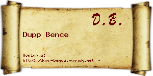 Dupp Bence névjegykártya